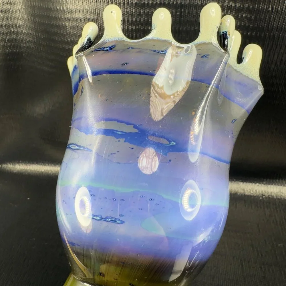 Studio Art‎ Glass Tall Vase Vessel Slag Multicolored Glass Vase Hand Blown Thin